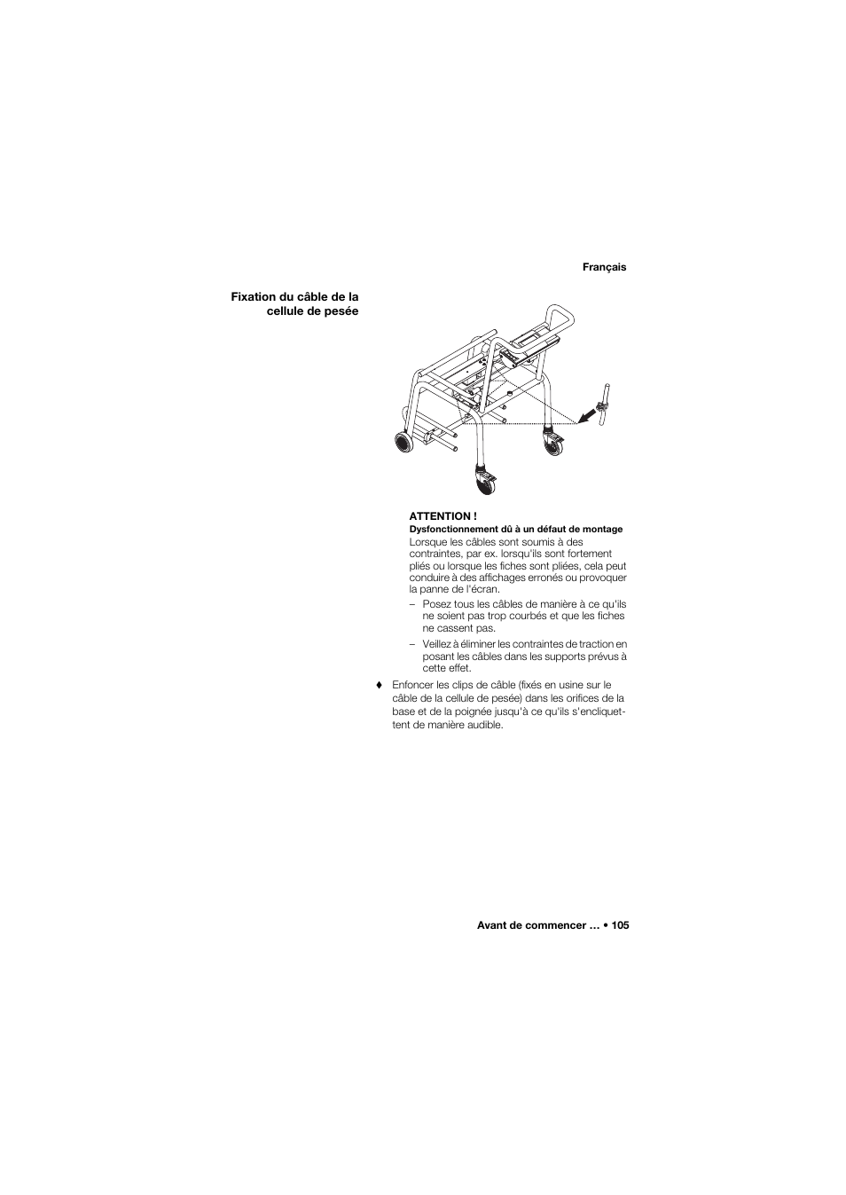 Fixation du câble de la cellule de pesée | Seca 959 User Manual | Page 105 / 317
