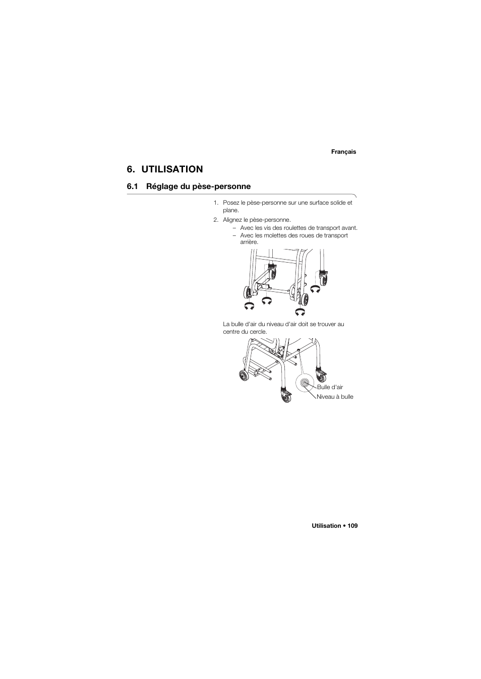 Utilisation, 1 réglage du pèse-personne | Seca 959 User Manual | Page 109 / 317