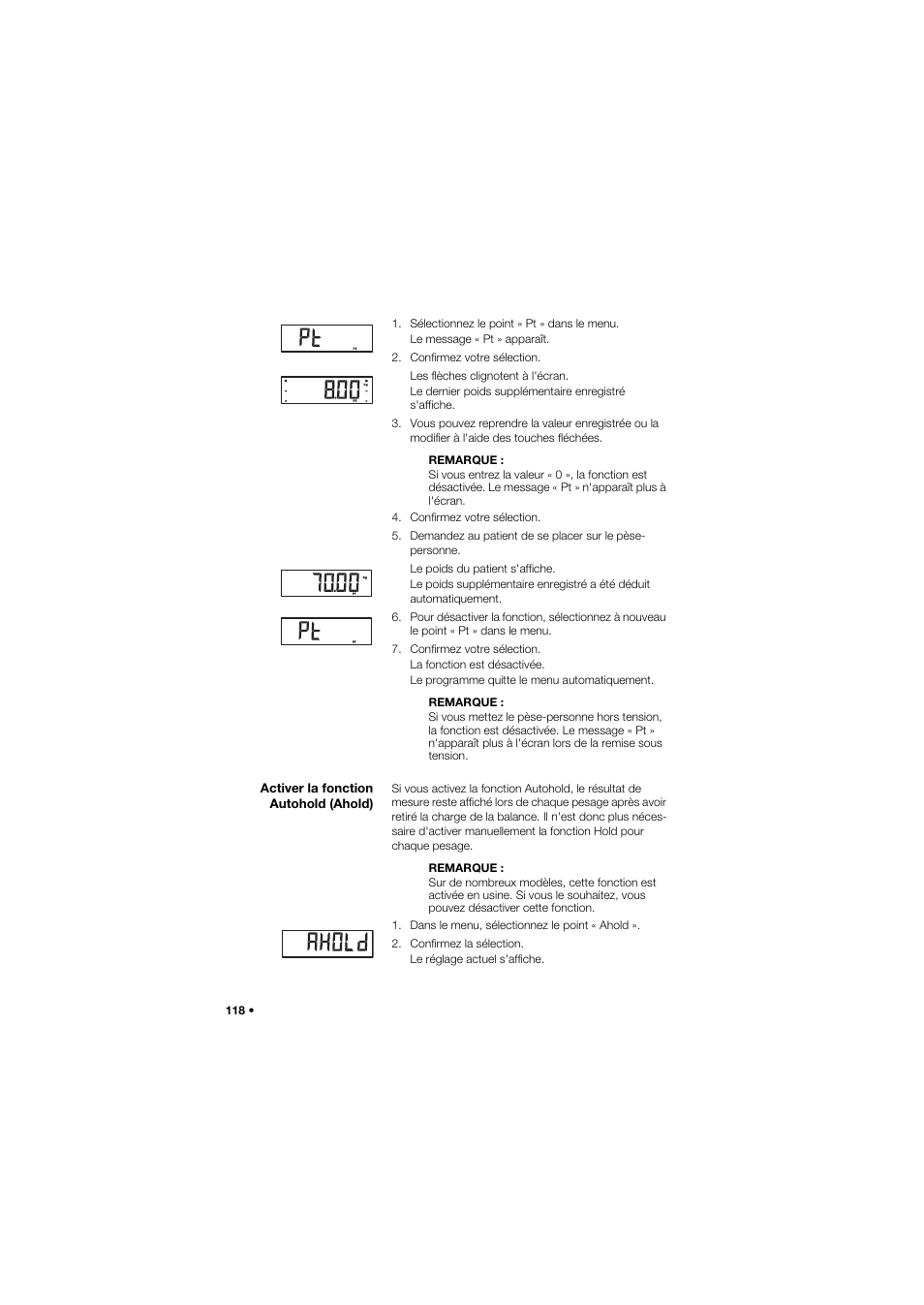 Activer la fonction autohold (ahold) | Seca 959 User Manual | Page 118 / 317