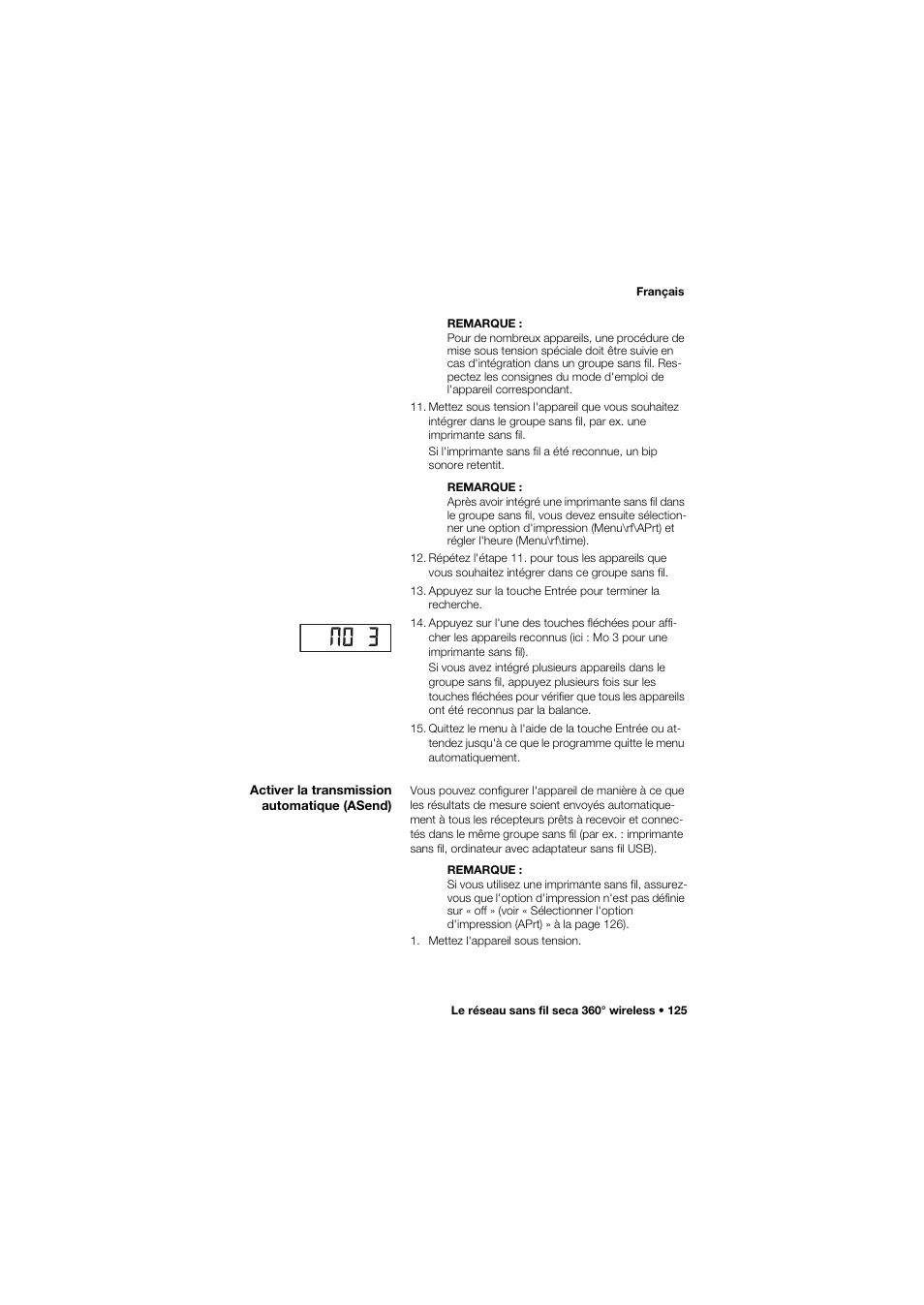 Activer la transmission automatique (asend) | Seca 959 User Manual | Page 125 / 317