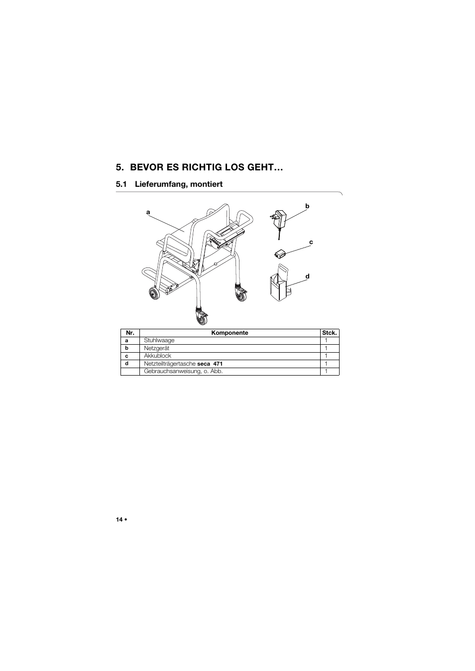 Bevor es richtig los geht, 1 lieferumfang, montiert | Seca 959 User Manual | Page 14 / 317