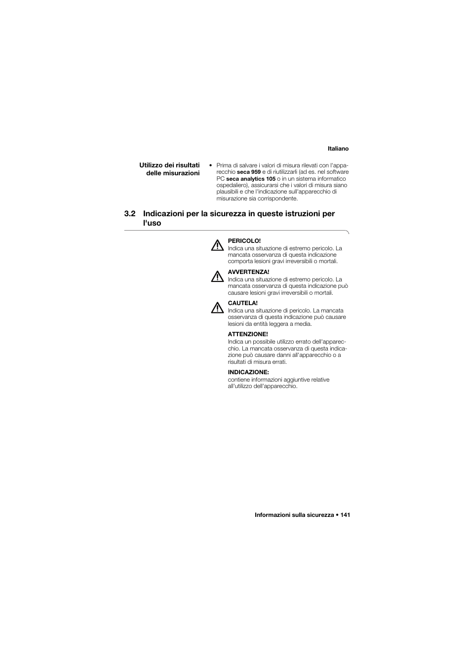 Utilizzo dei risultati delle misurazioni | Seca 959 User Manual | Page 141 / 317