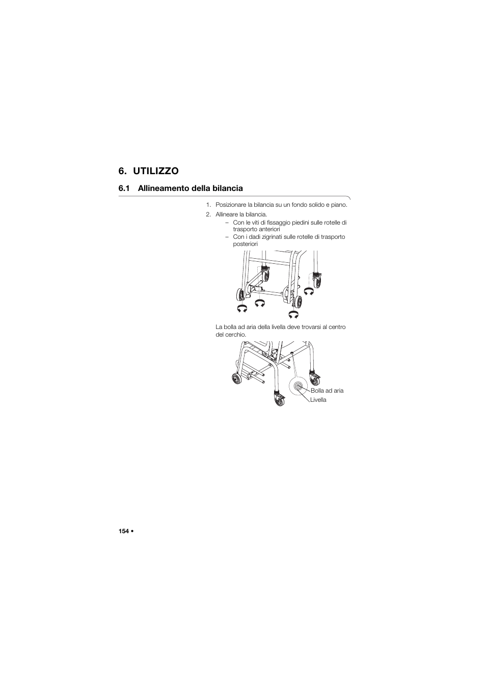 Utilizzo, 1 allineamento della bilancia | Seca 959 User Manual | Page 154 / 317