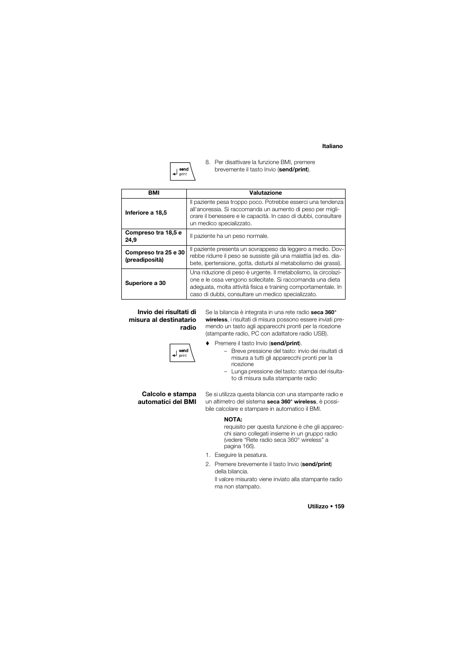 Calcolo e stampa automatici del bmi | Seca 959 User Manual | Page 159 / 317