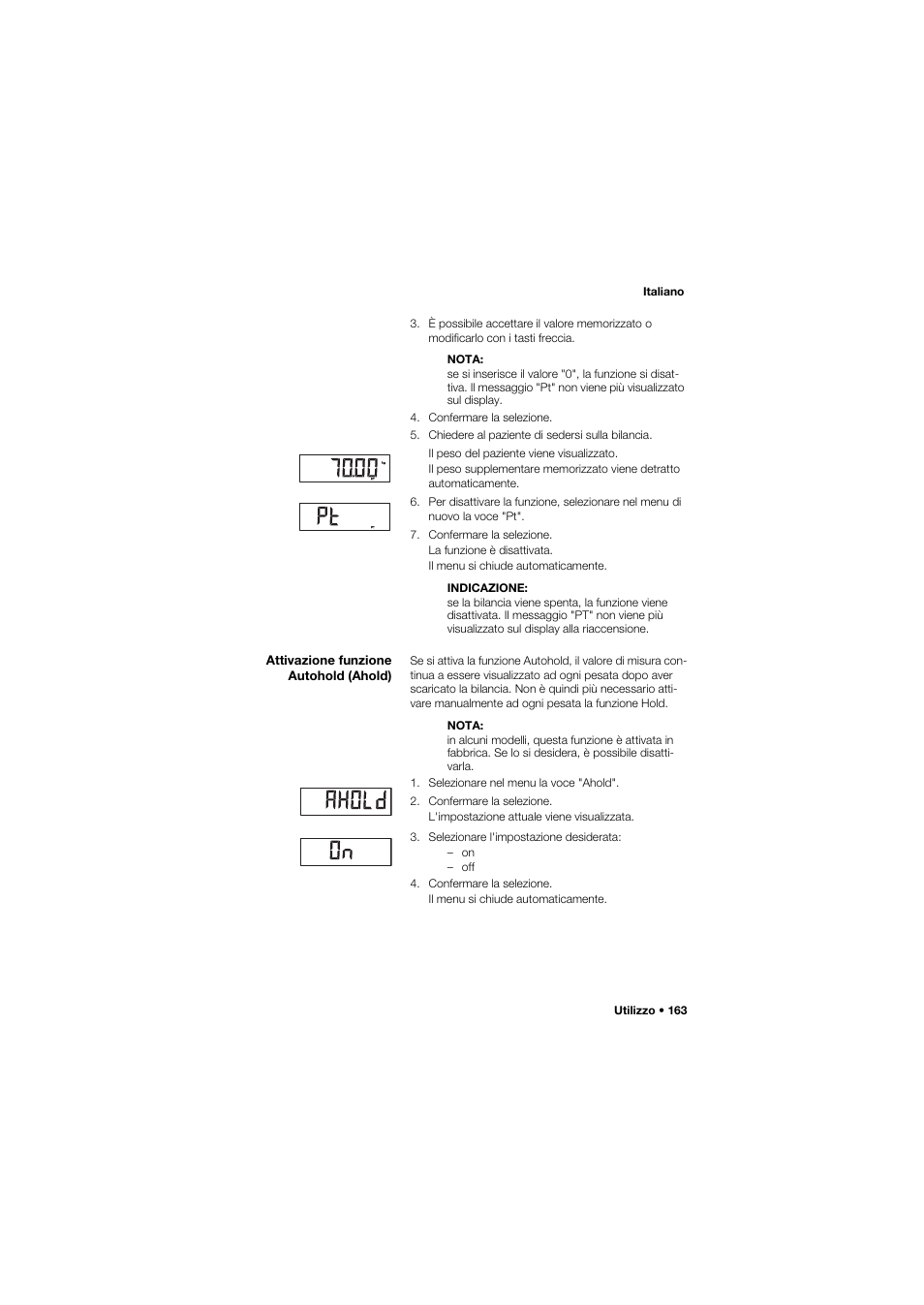 Attivazione funzione autohold (ahold) | Seca 959 User Manual | Page 163 / 317
