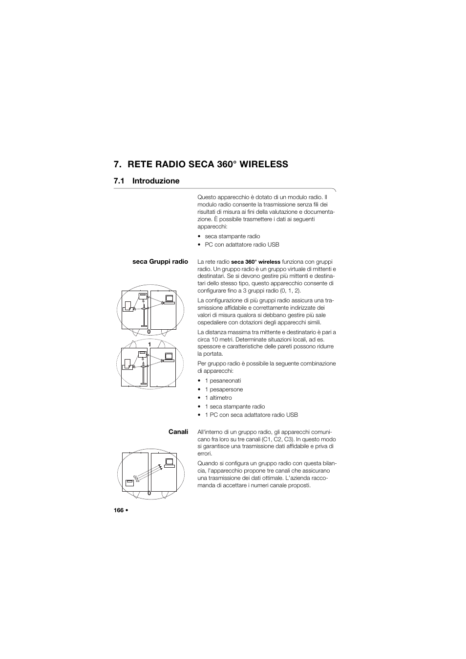 Rete radio seca 360° wireless, 1 introduzione, Seca gruppi radio | Canali | Seca 959 User Manual | Page 166 / 317