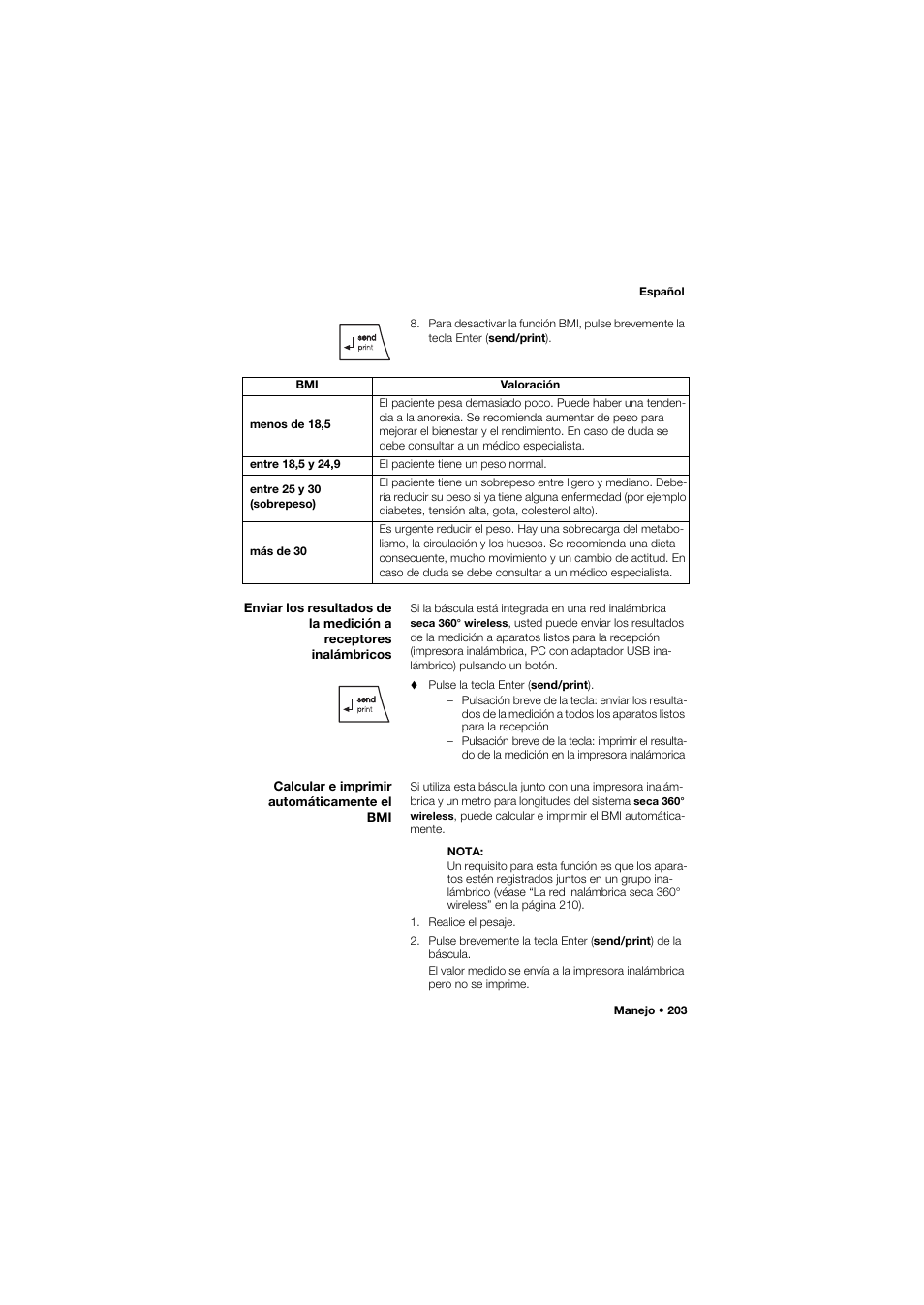 Calcular e imprimir automáticamente el bmi | Seca 959 User Manual | Page 203 / 317