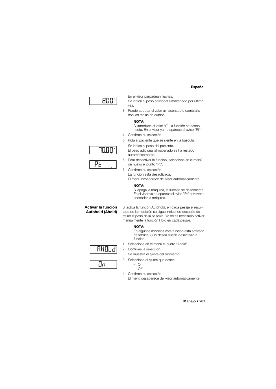 Activar la función autohold (ahold) | Seca 959 User Manual | Page 207 / 317