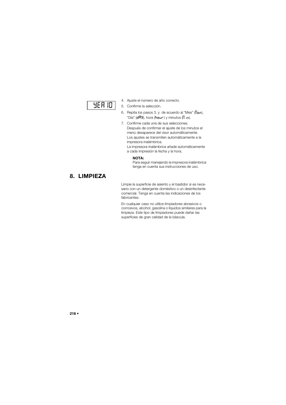 Limpieza | Seca 959 User Manual | Page 216 / 317