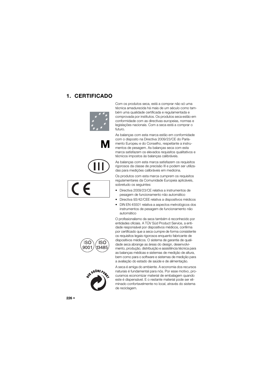 Certificado | Seca 959 User Manual | Page 226 / 317