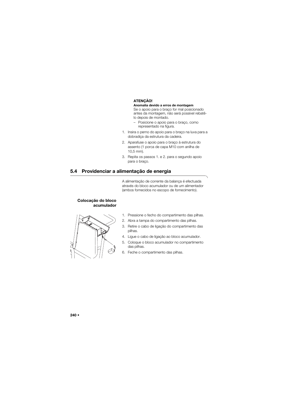 4 providenciar a alimentação de energia, Colocação do bloco acumulador | Seca 959 User Manual | Page 240 / 317