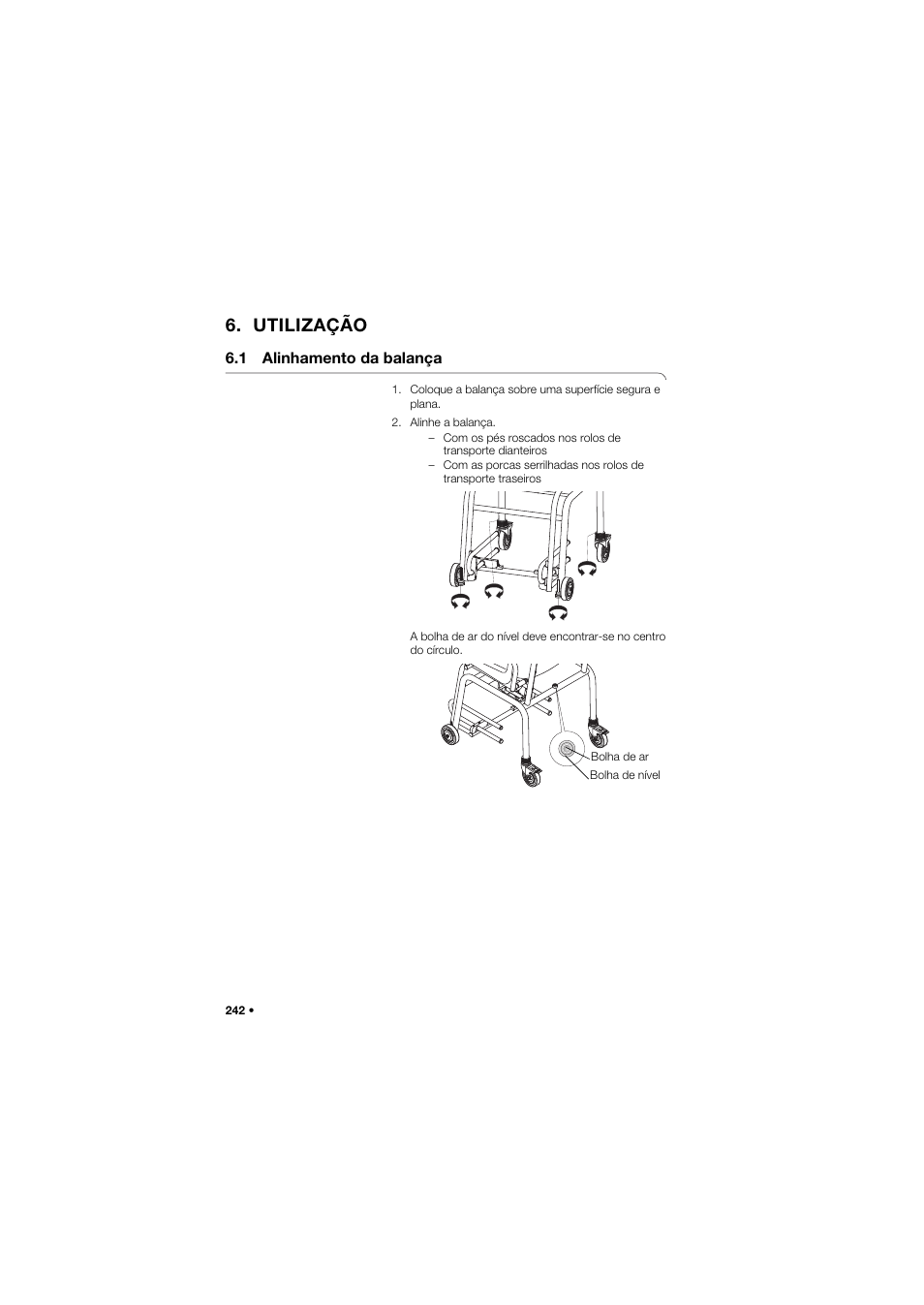 Utilização, 1 alinhamento da balança | Seca 959 User Manual | Page 242 / 317
