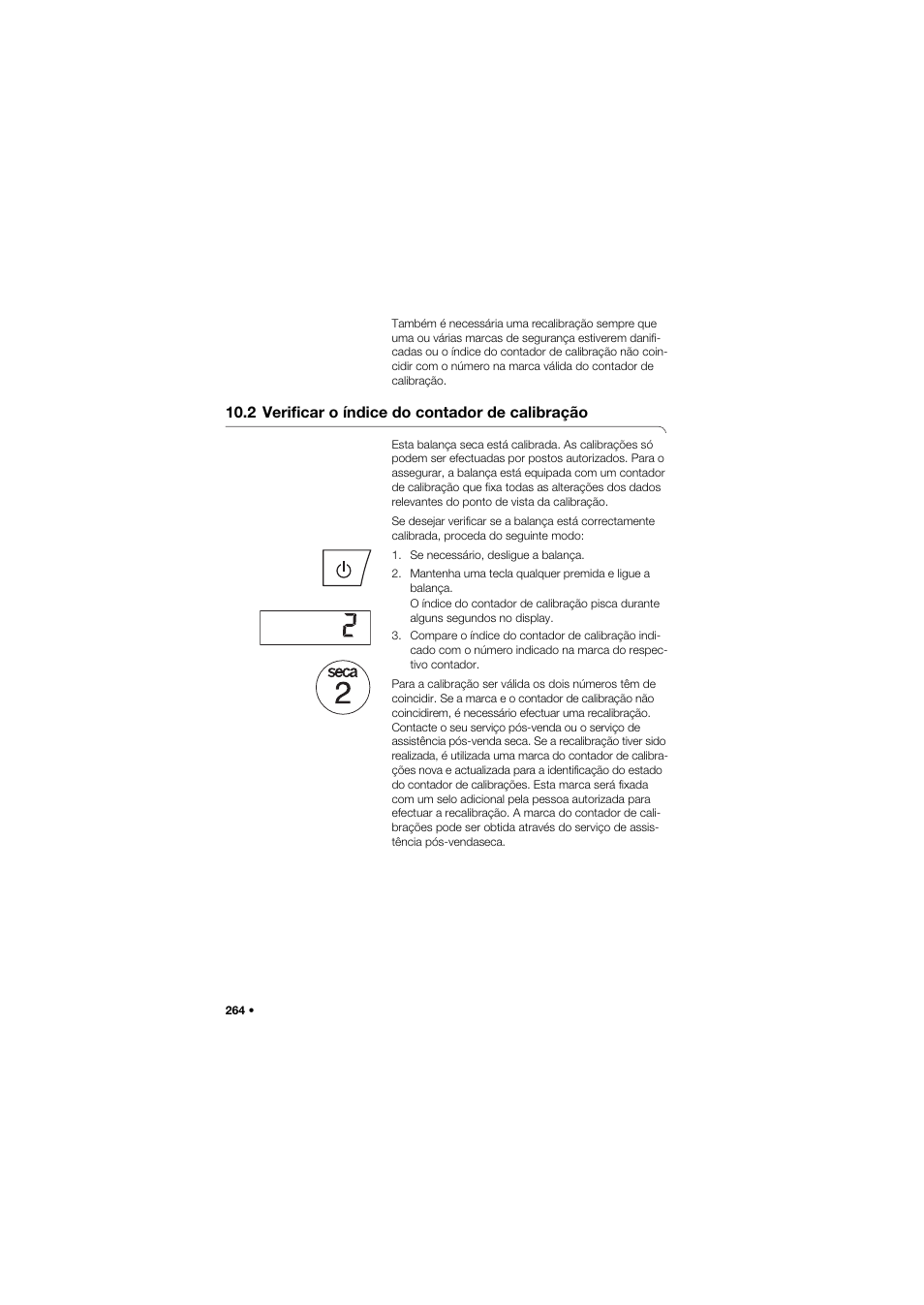 2 verificar o índice do contador de calibração | Seca 959 User Manual | Page 264 / 317