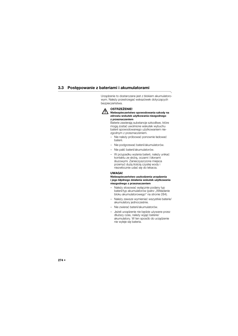 3 postępowanie z bateriami i akumulatorami | Seca 959 User Manual | Page 274 / 317