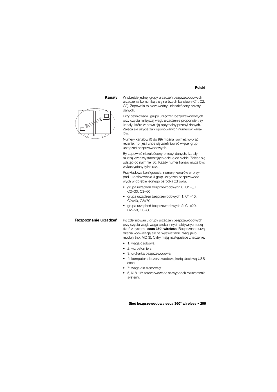 Kanały, Rozpoznanie urządzeń | Seca 959 User Manual | Page 299 / 317