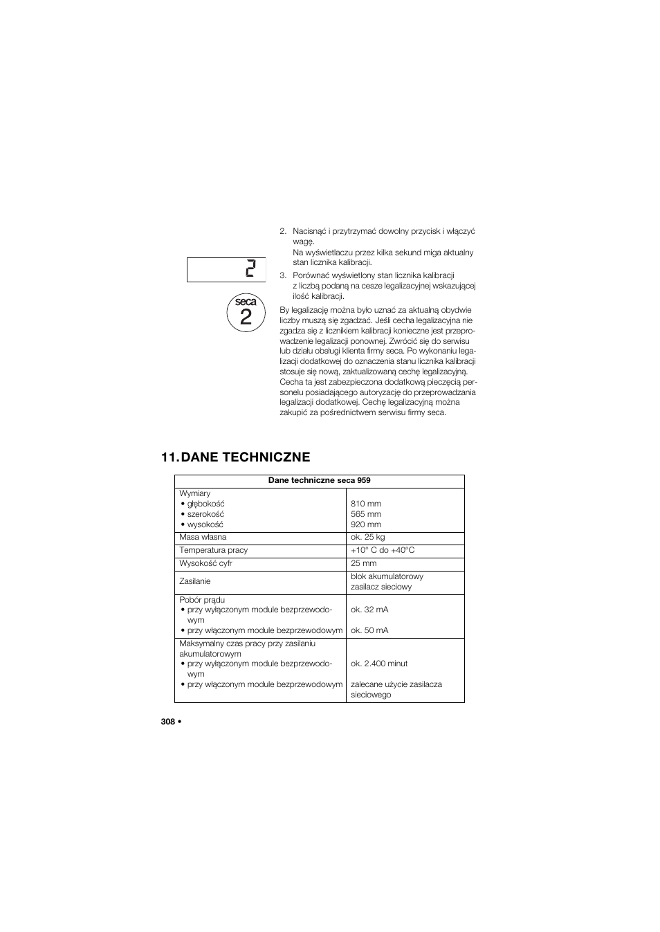 Dane techniczne | Seca 959 User Manual | Page 308 / 317