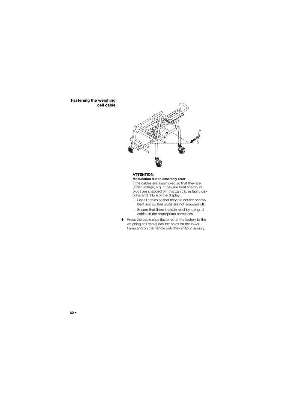 Fastening the weighing cell cable | Seca 959 User Manual | Page 62 / 317