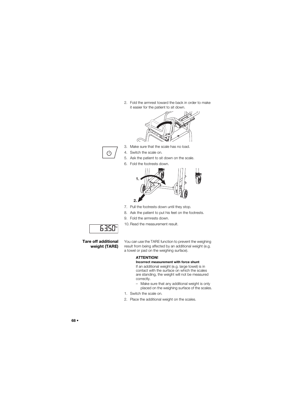 Tare off additional weight (tare) | Seca 959 User Manual | Page 68 / 317