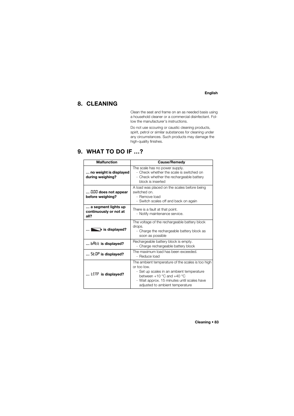 Cleaning, What to do if | Seca 959 User Manual | Page 83 / 317