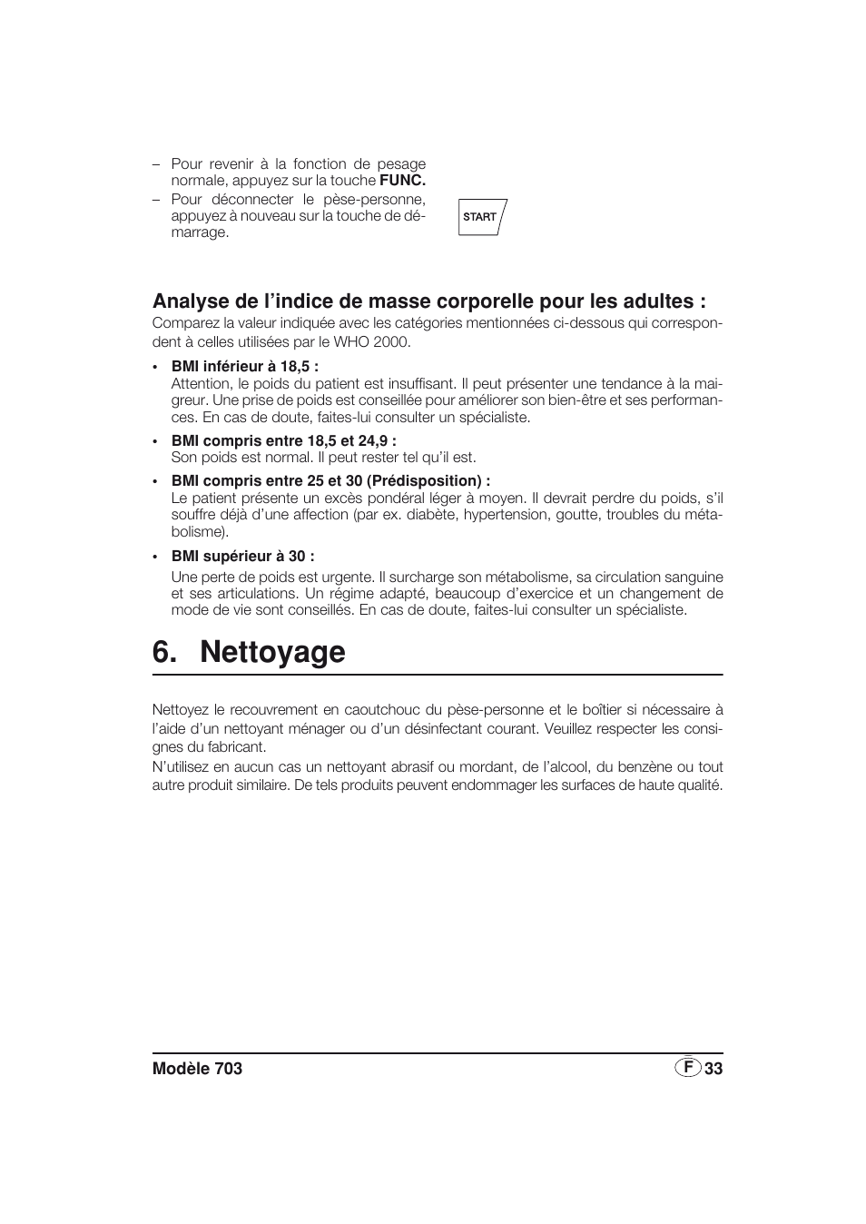 Nettoyage | Seca 703 User Manual | Page 33 / 77