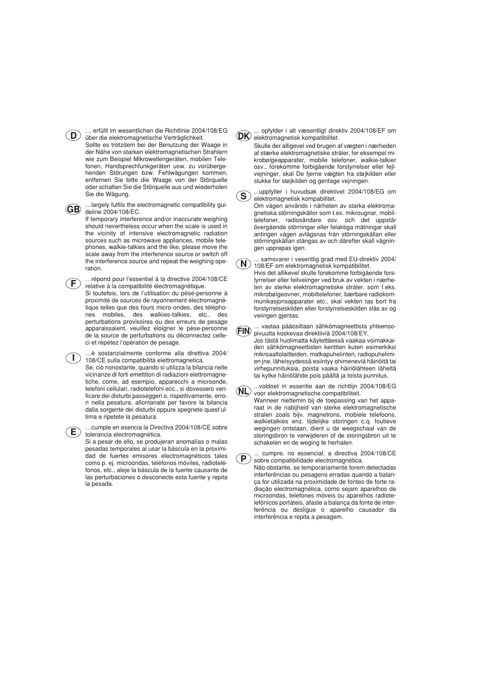 Nl p | Seca 703 User Manual | Page 76 / 77