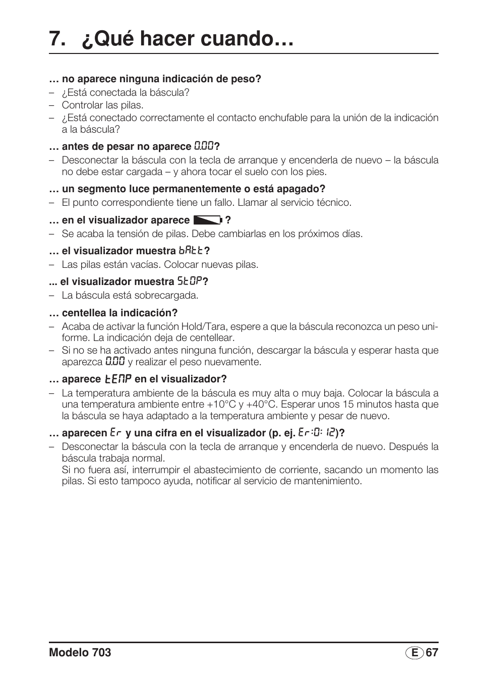 ¿qué hacer cuando | Seca 703 User Manual | Page 67 / 102