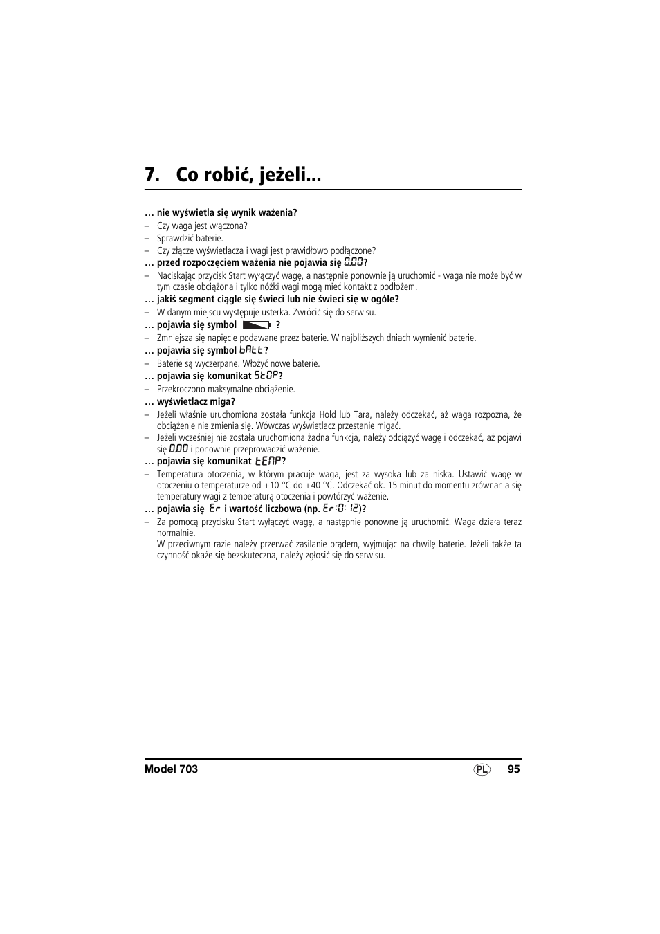 Co robić, jeżeli | Seca 703 User Manual | Page 95 / 102