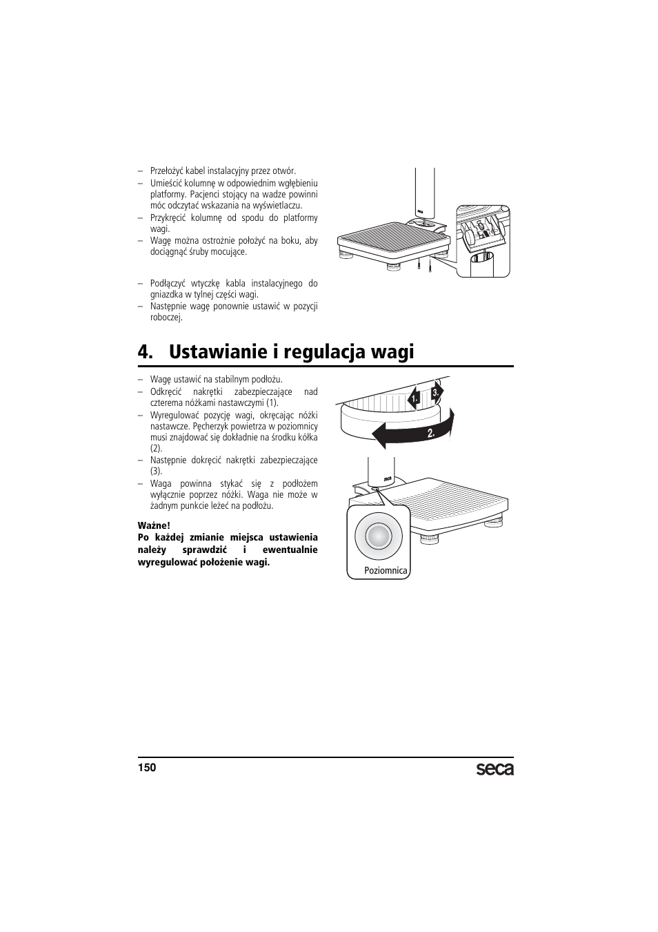 Ustawianie i regulacja wagi | Seca 799 User Manual | Page 150 / 162