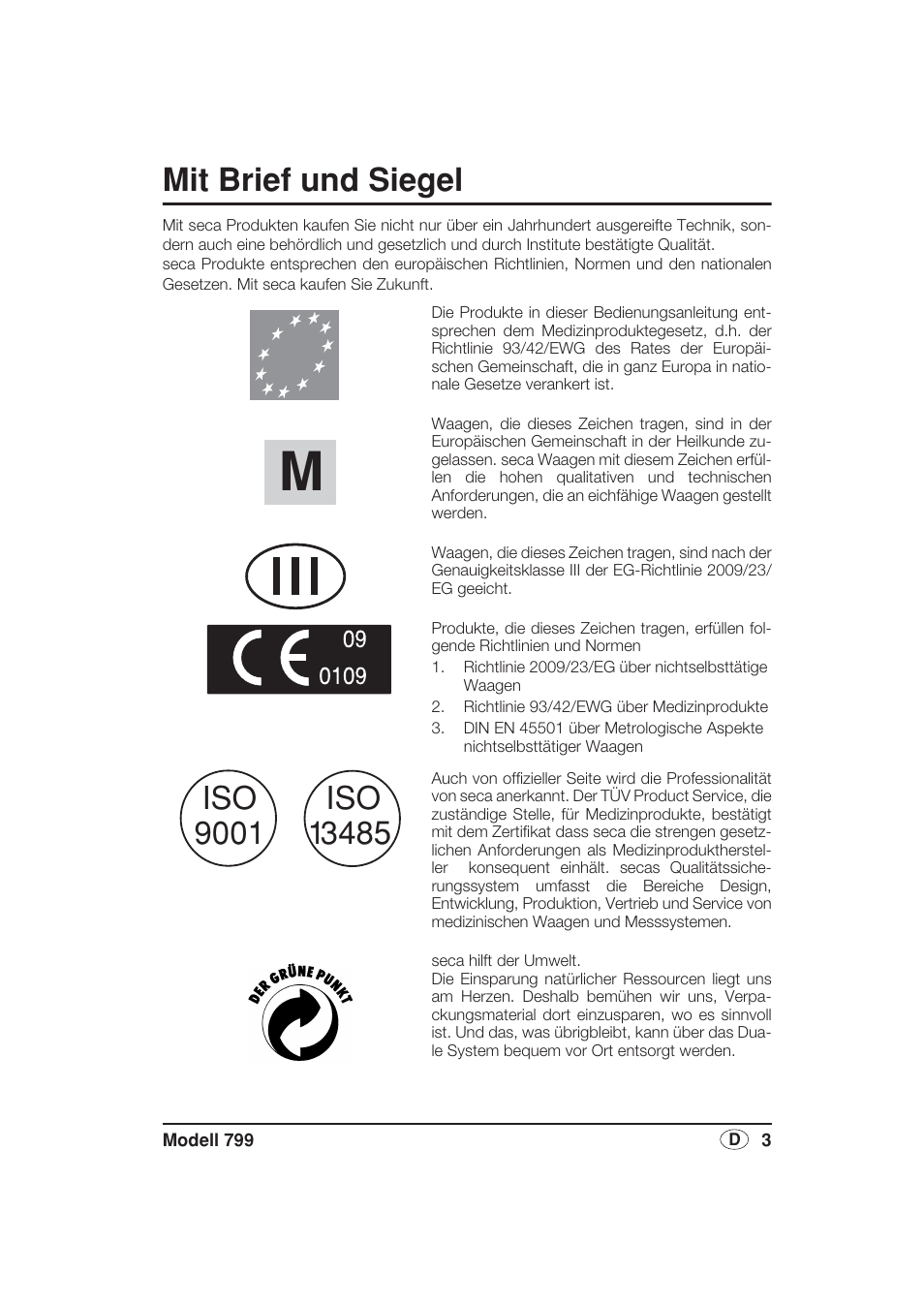 Deutsch, Mit brief und siegel | Seca 799 User Manual | Page 3 / 162