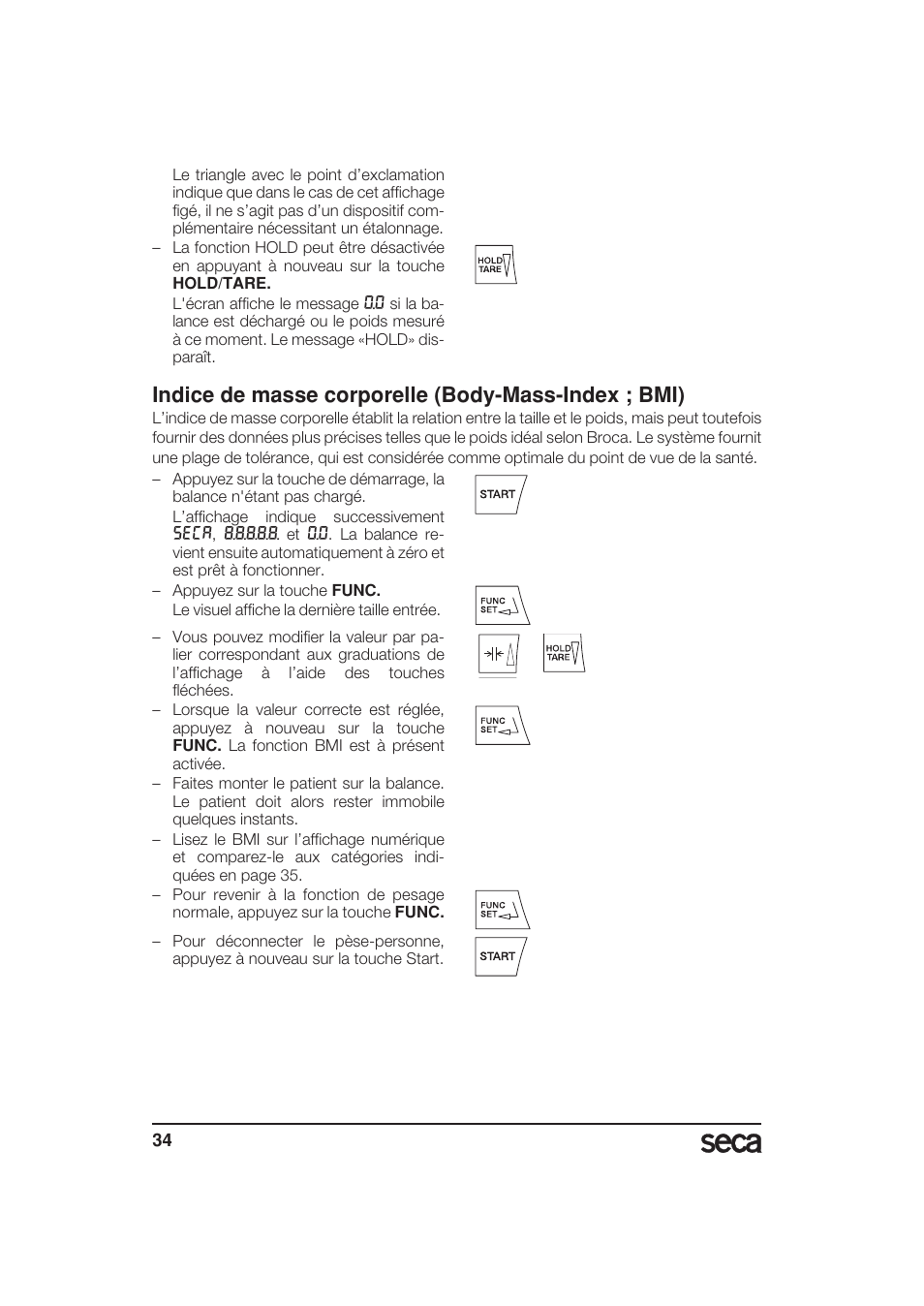 Indice de masse corporelle (body-mass-index ; bmi) | Seca 799 User Manual | Page 34 / 162