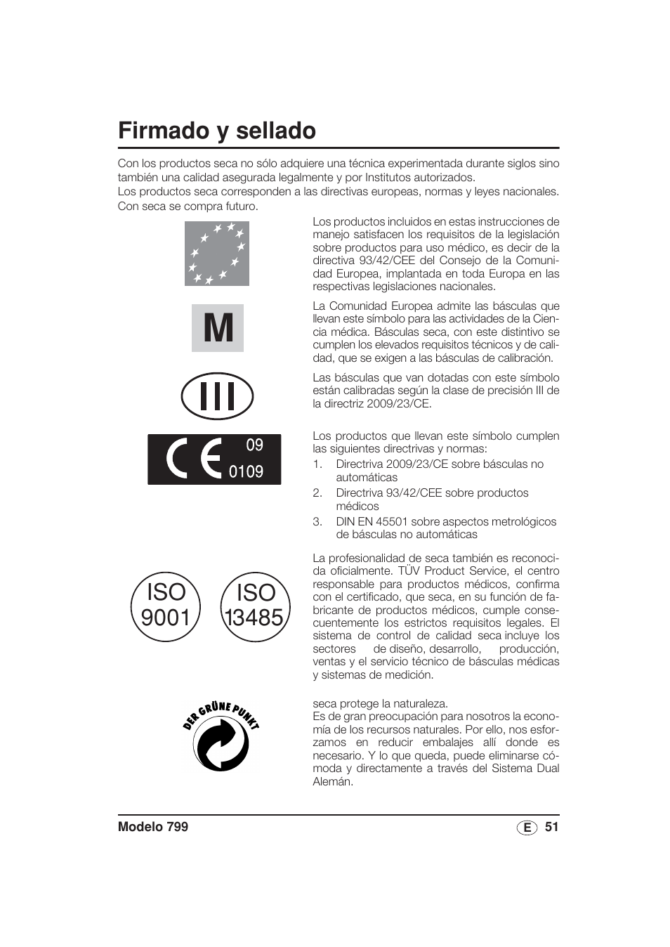 Español, Firmado y sellado | Seca 799 User Manual | Page 51 / 162