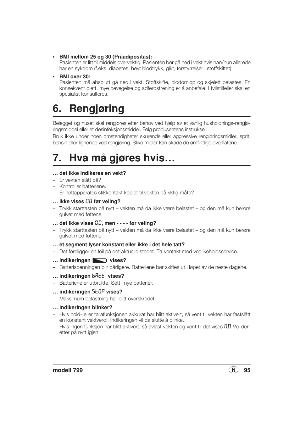 Rengjøring, Hva må gjøres hvis | Seca 799 User Manual | Page 95 / 162