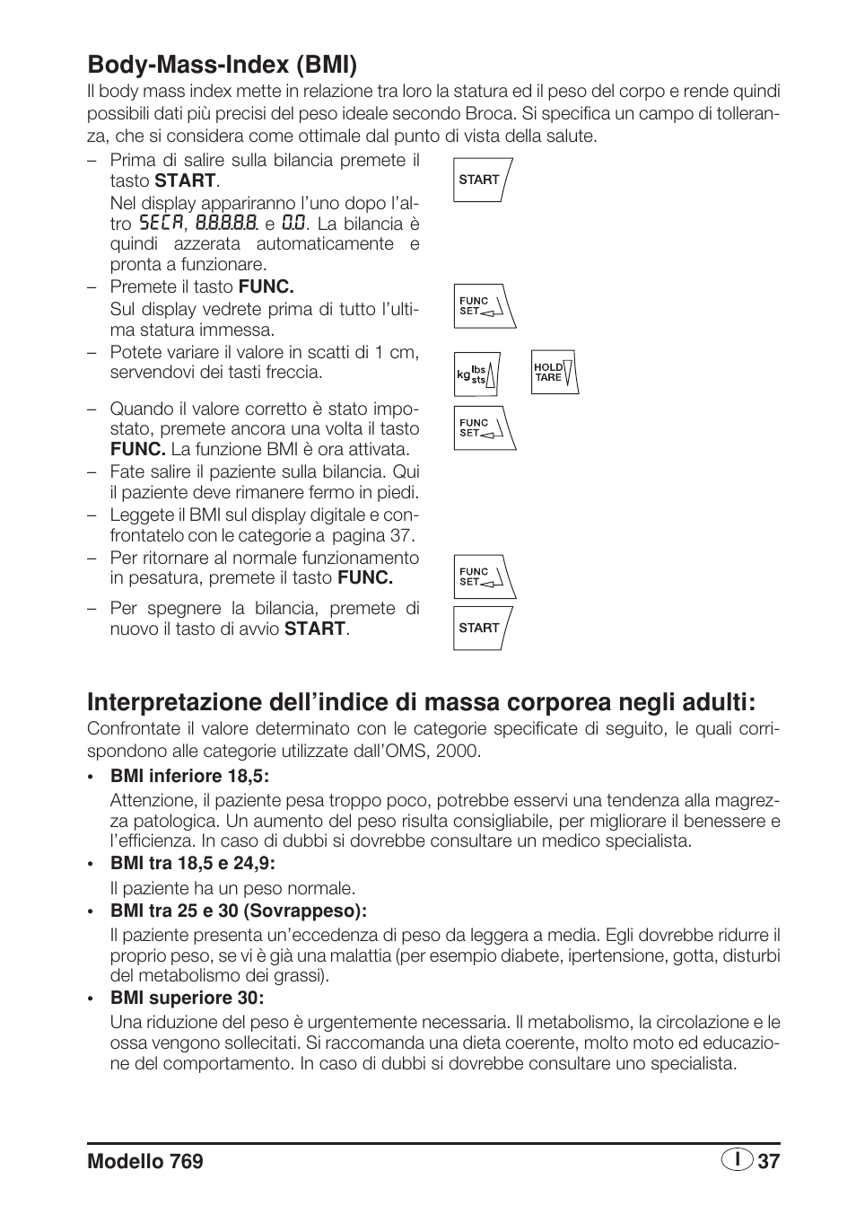 Body-mass-index (bmi) | Seca 769 User Manual | Page 37 / 76