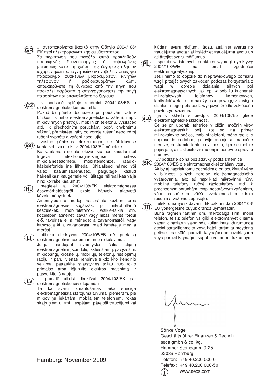 Seca 769 User Manual | Page 76 / 76