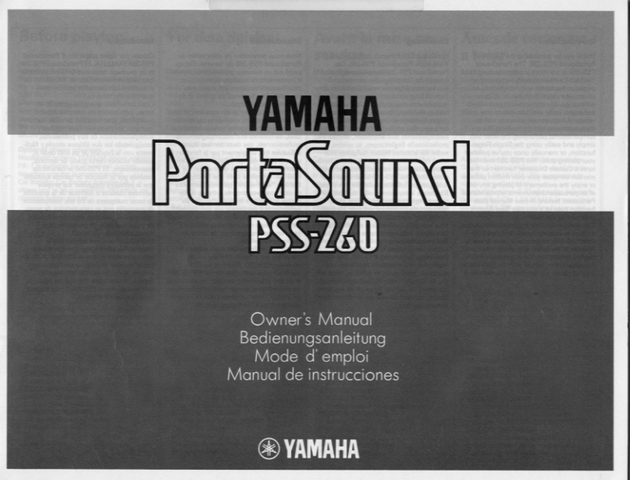 Yamaha PSS-260 User Manual | 20 pages