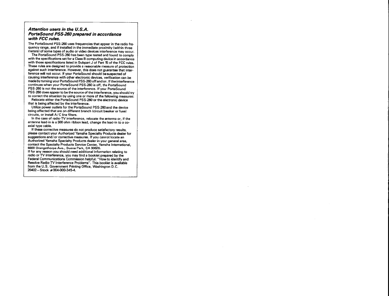 Yamaha PSS-260 User Manual | Page 19 / 20