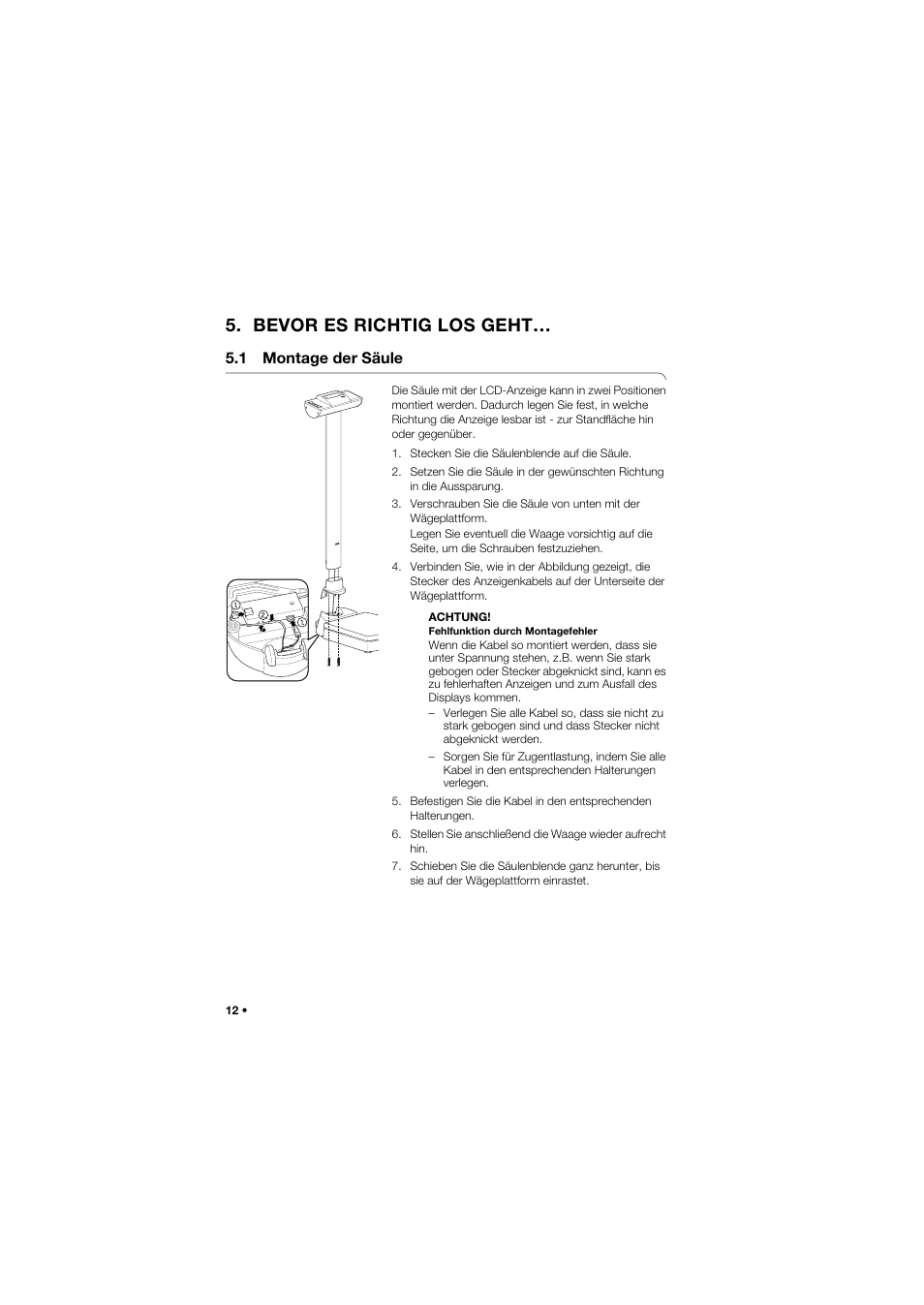 Bevor es richtig los geht, 1 montage der säule | Seca 704 User Manual | Page 12 / 443