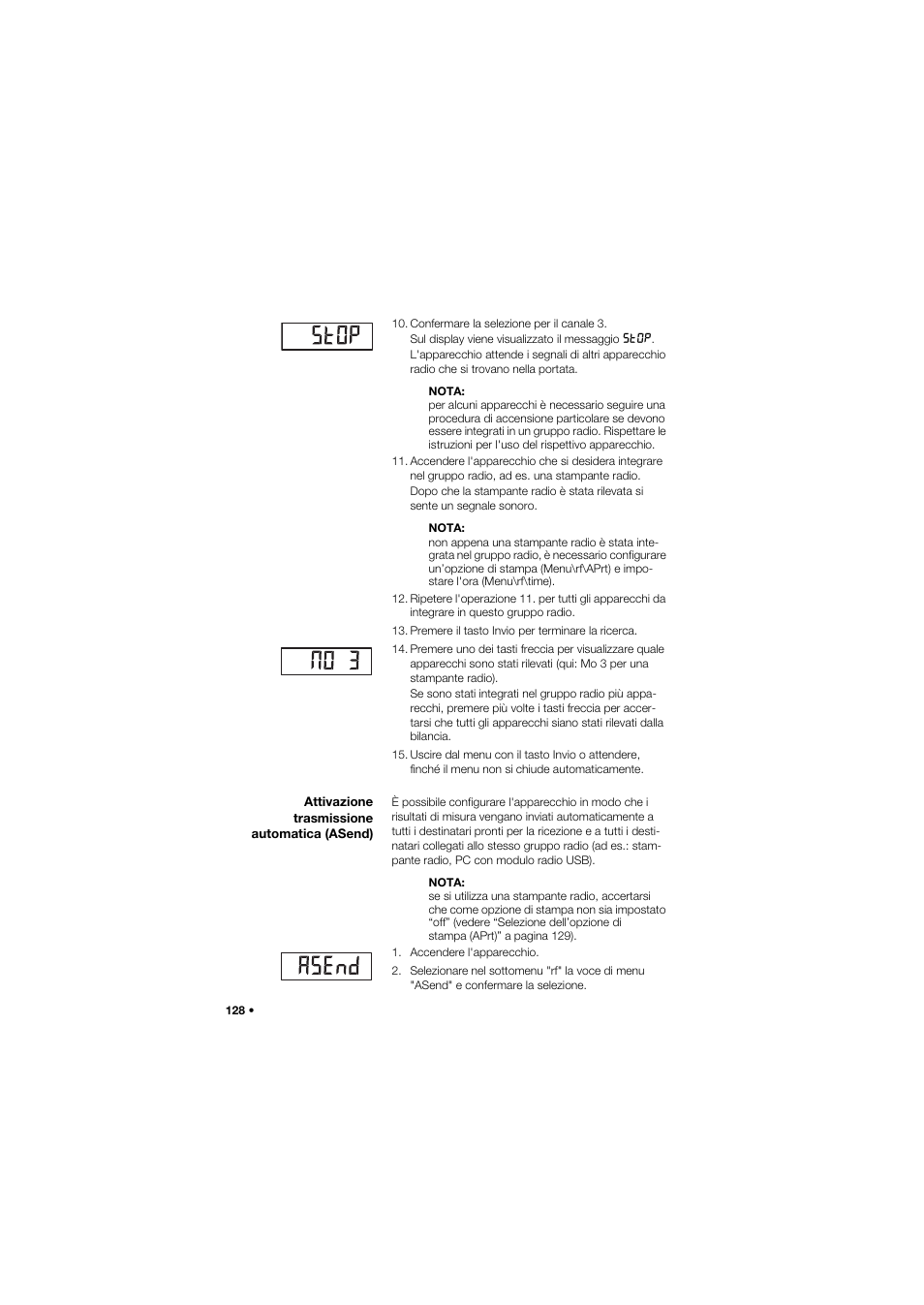 Attivazione trasmissione automatica (asend) | Seca 704 User Manual | Page 128 / 443