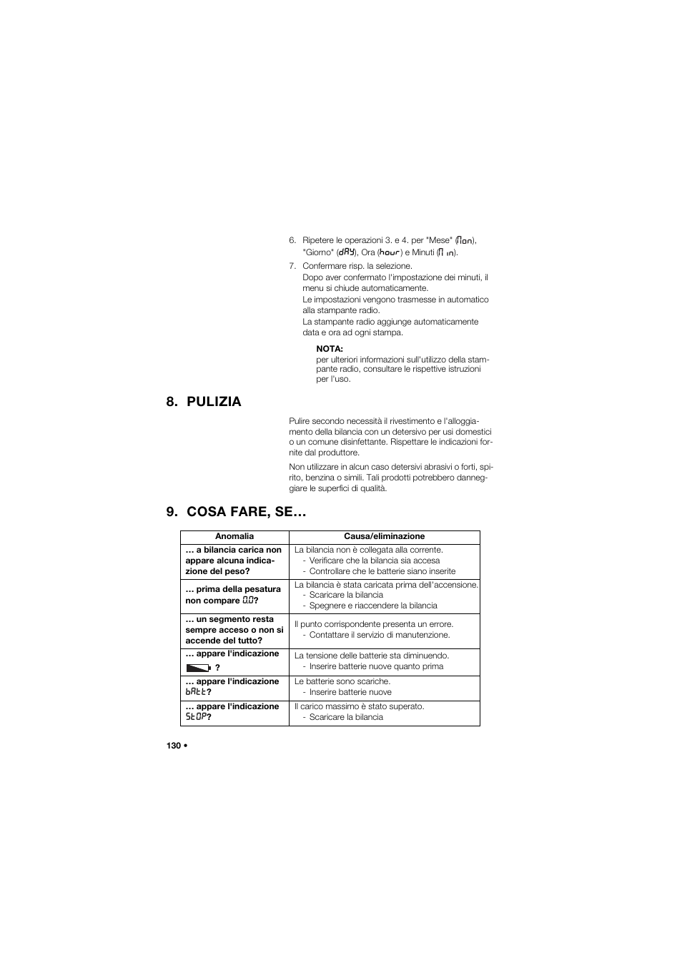 Pulizia, Cosa fare, se | Seca 704 User Manual | Page 130 / 443