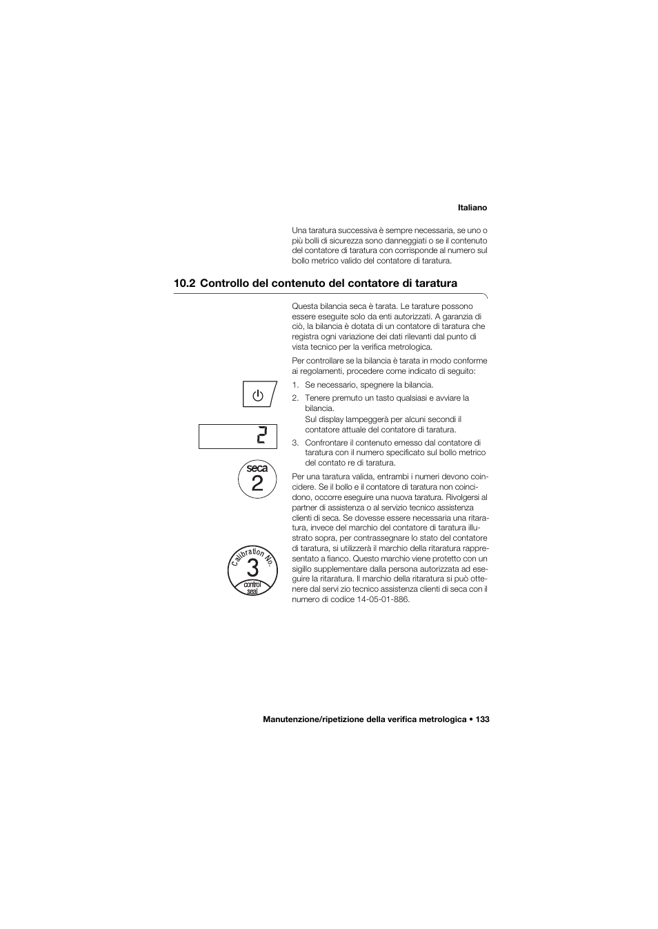 2 controllo del contenuto del, Contatore di taratura | Seca 704 User Manual | Page 133 / 443