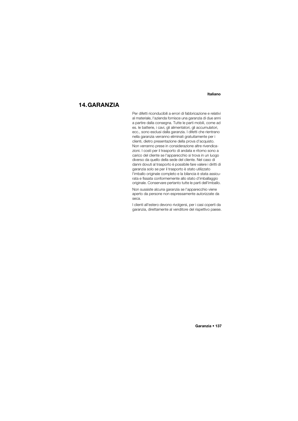 Garanzia | Seca 704 User Manual | Page 137 / 443