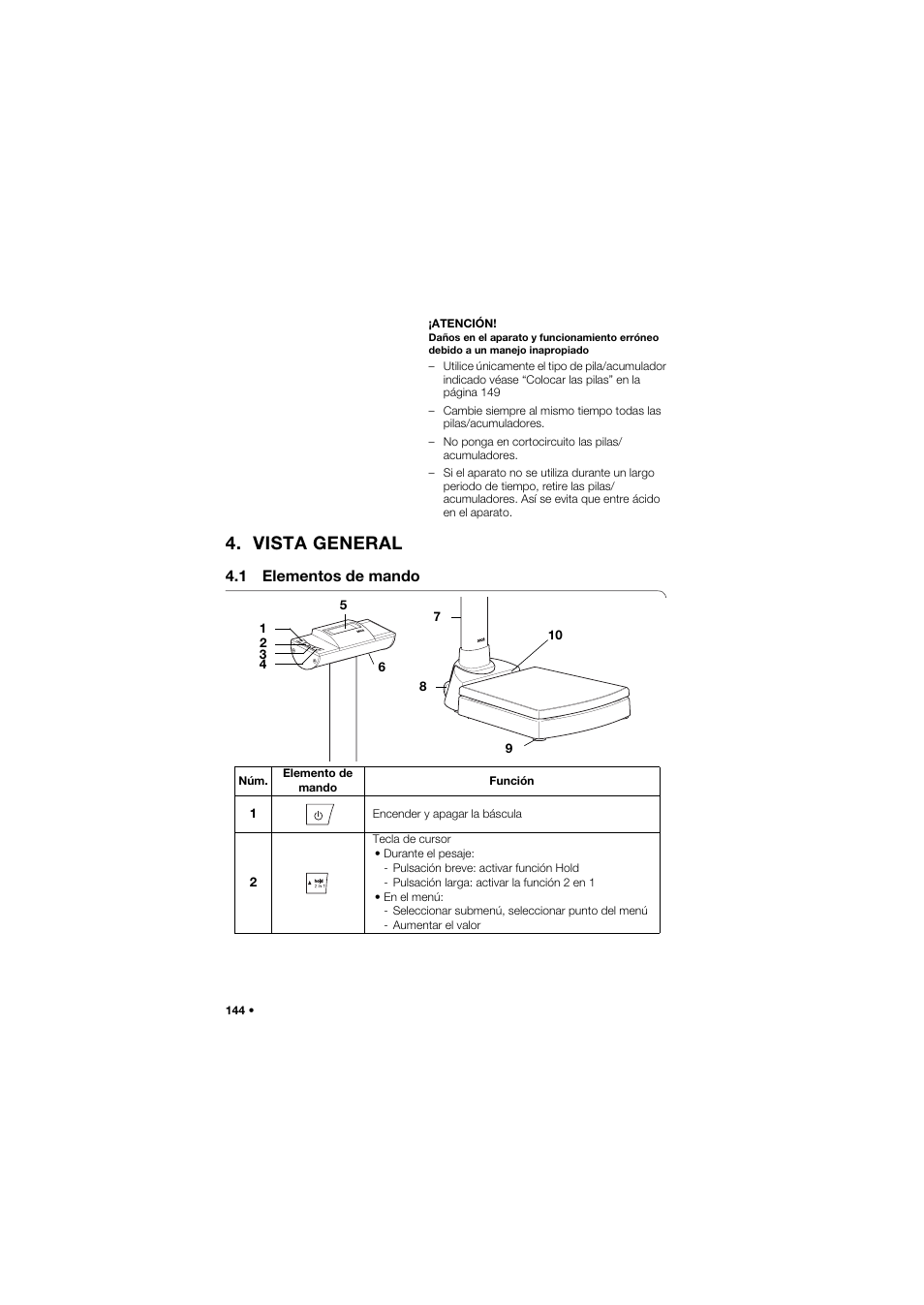 Vista general, 1 elementos de mando | Seca 704 User Manual | Page 144 / 443