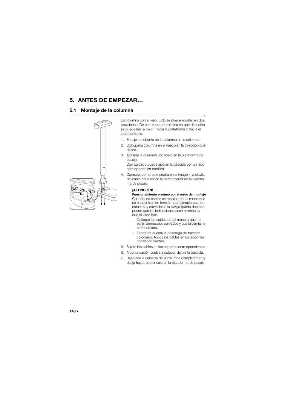 Antes de empezar, 1 montaje de la columna | Seca 704 User Manual | Page 148 / 443