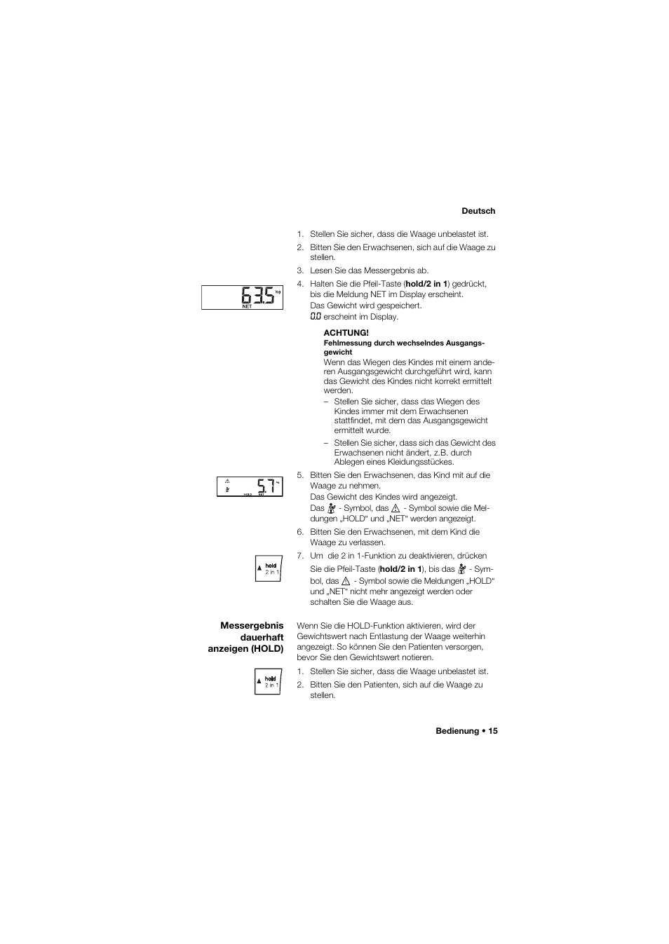 Messergebnis dauerhaft anzeigen (hold) | Seca 704 User Manual | Page 15 / 443