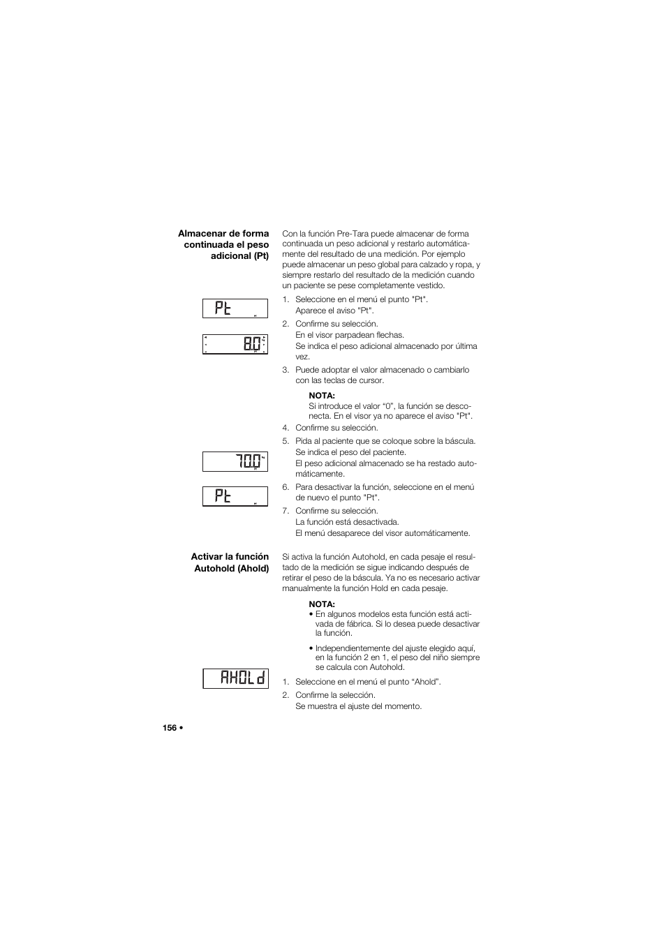 Activar la función autohold (ahold) | Seca 704 User Manual | Page 156 / 443