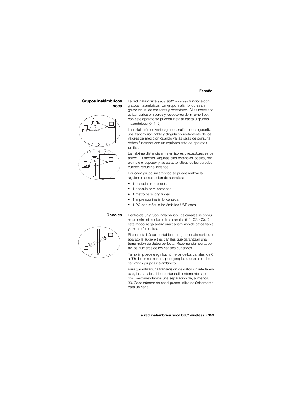 Grupos inalámbricos seca, Canales, 159 canales | Seca 704 User Manual | Page 159 / 443