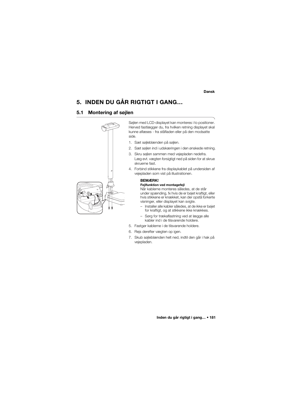 Inden du går rigtigt i gang, 1 montering af søjlen | Seca 704 User Manual | Page 181 / 443