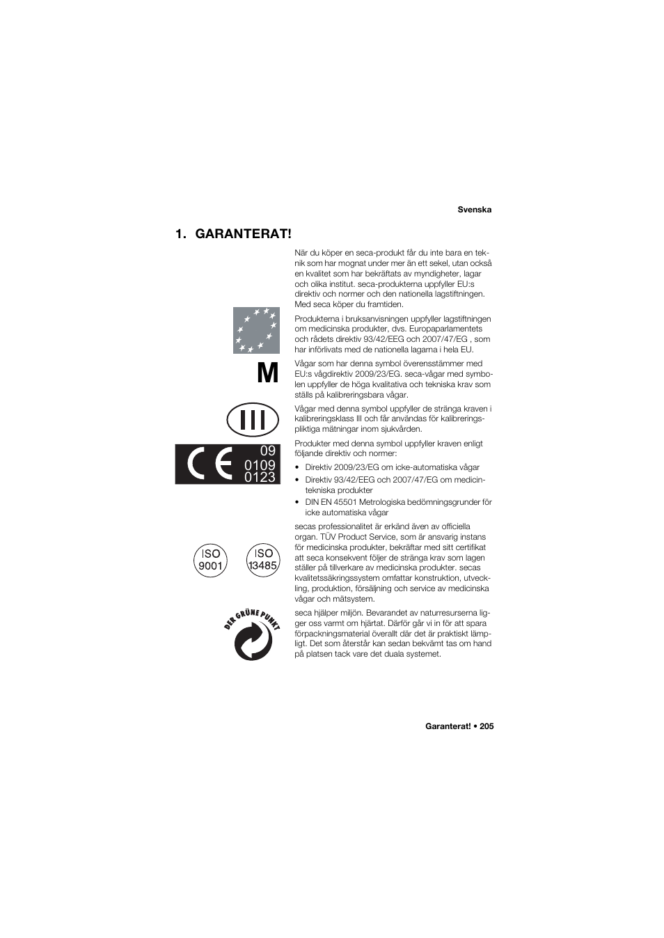 Garanterat | Seca 704 User Manual | Page 205 / 443