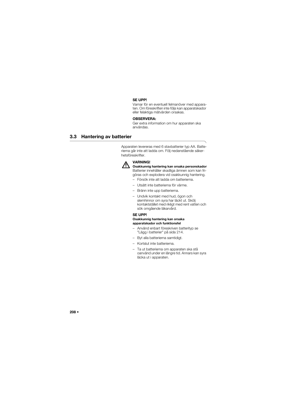 3 hantering av batterier | Seca 704 User Manual | Page 208 / 443