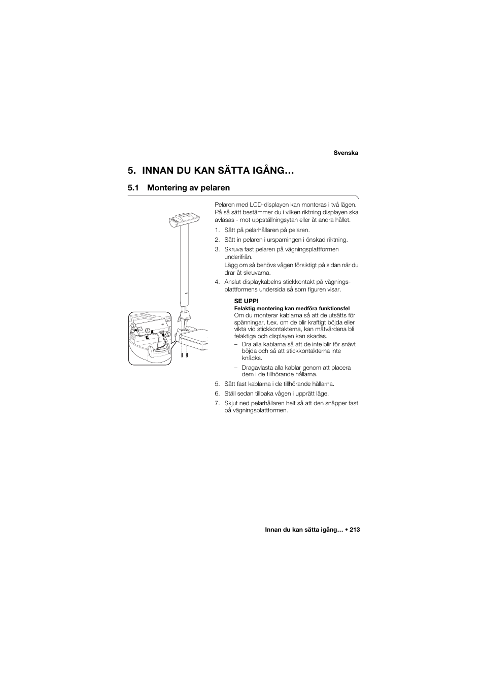 Innan du kan sätta igång, 1 montering av pelaren | Seca 704 User Manual | Page 213 / 443